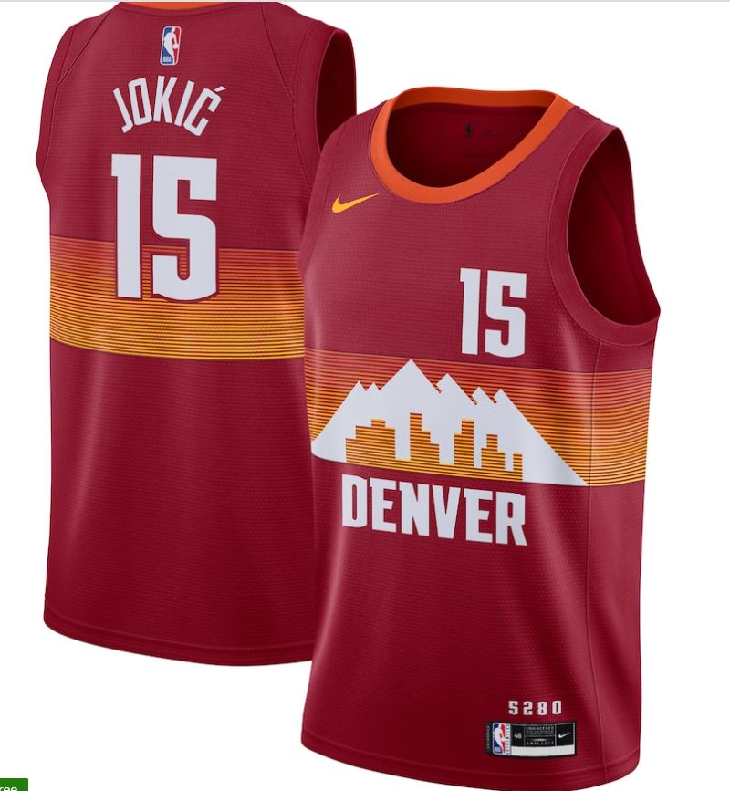 Cheap Men Denver Nuggets 15 Jokic red city Edition Nike NBA Jerseys